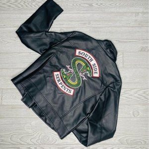 Faux Leather Jacket Southside Serpents cropped biker jacket snake cosplay xl kid